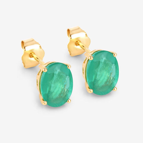 2.40 Carat Genuine Zambian Emerald 10K Yellow Gold Earrings by Bids.com