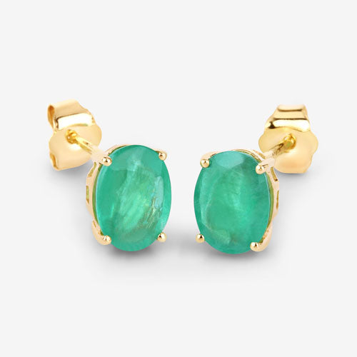 2.40 Carat Genuine Zambian Emerald 10K Yellow Gold Earrings by Bids.com