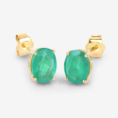 2.40 Carat Genuine Zambian Emerald 10K Yellow Gold Earrings by Bids.com