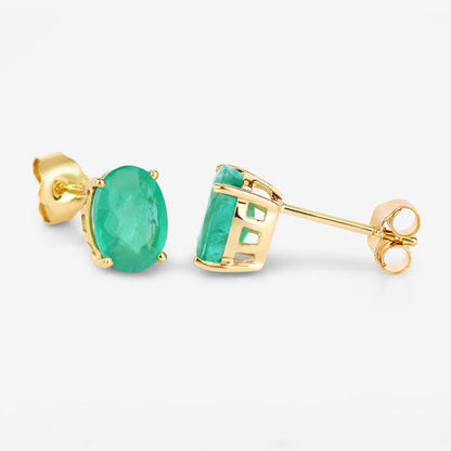 2.40 Carat Genuine Zambian Emerald 10K Yellow Gold Earrings by Bids.com