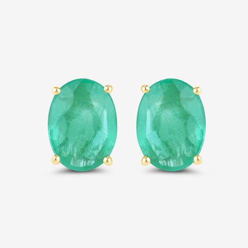 2.40 Carat Genuine Zambian Emerald 10K Yellow Gold Earrings by Bids.com