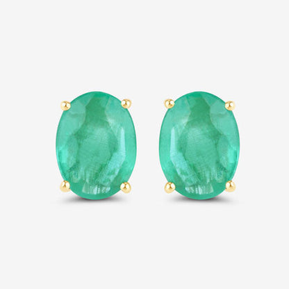 2.40 Carat Genuine Zambian Emerald 10K Yellow Gold Earrings by Bids.com