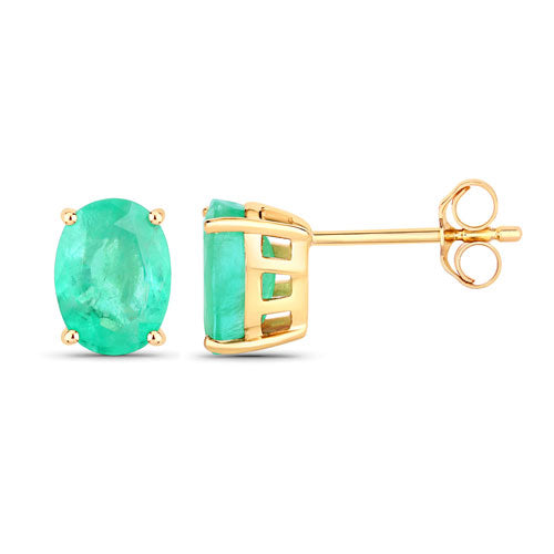 2.40 Carat Genuine Zambian Emerald 10K Yellow Gold Earrings by Bids.com