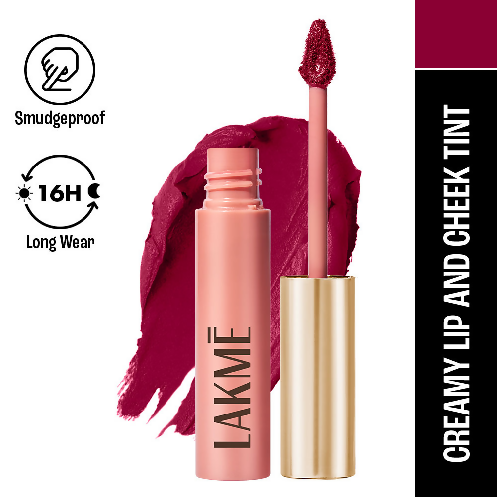 Lakme Double Duty Lip &amp; Cheek Mousse Matte Lipstick - Rosy Plum
