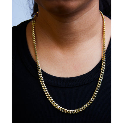 Semi-Solid 14K Yellow Gold 6.1mm Classic Miami Cuban Chain Necklace - 22 Inches by Bids.com