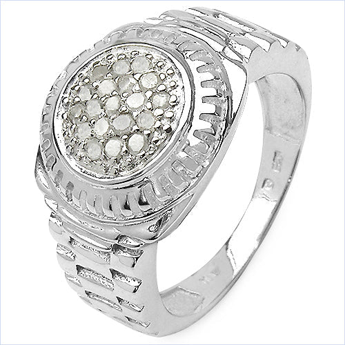 0.20 Carat Genuine White Diamond .925 Sterling Silver Ring by Bids.com