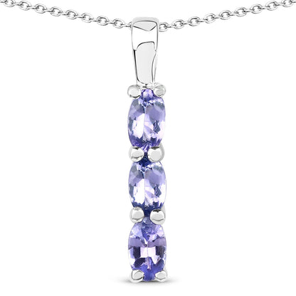 0.75 Carat Genuine Tanzanite .925 Sterling Silver Pendant  DestGlow