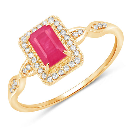 0.75 Carat Genuine Ruby and White Diamond 14K Yellow Gold Ring by Bids.com
