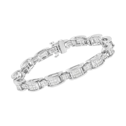 14K White Gold 5.0 Cttw Princess Cut Diamond Invisible Set Alternating Size D Shaped Links Tennis Bracelet (H-I Color, SI2-I1 Clarity) - 7â€ by Bids.com