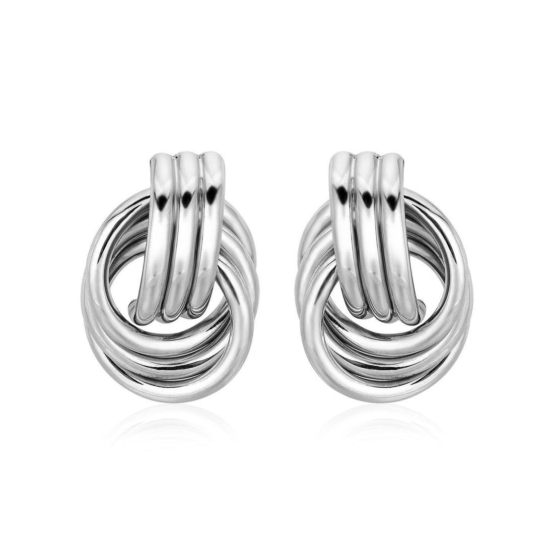 Polished Love Knot Earrings with Interlocking Rings in Sterling Silver by Bids.com