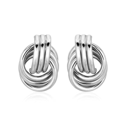 Polished Love Knot Earrings with Interlocking Rings in Sterling Silver by Bids.com