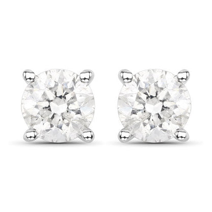 0.80 Carat Genuine White Diamond 14K White Gold Earrings by Bids.com