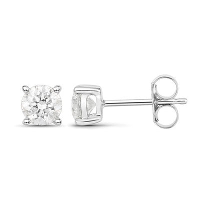 0.80 Carat Genuine White Diamond 14K White Gold Earrings by Bids.com