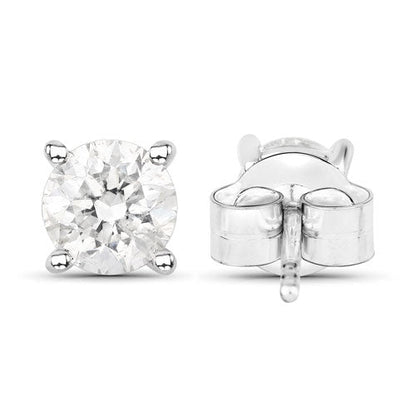 0.80 Carat Genuine White Diamond 14K White Gold Earrings by Bids.com