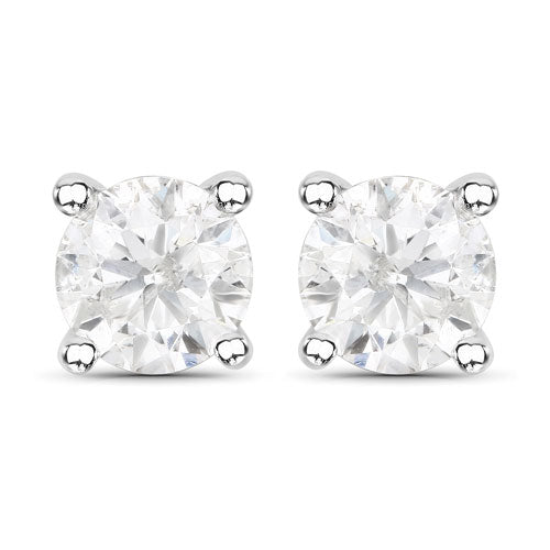 1.02 Carat Genuine White Diamond 14K White Gold Earrings by Bids.com