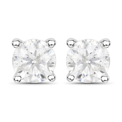 1.02 Carat Genuine White Diamond 14K White Gold Earrings by Bids.com