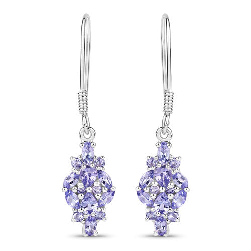 2.04 Carat Genuine Tanzanite .925 Sterling Silver Earrings  DestGlow