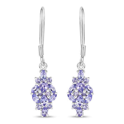 2.04 Carat Genuine Tanzanite .925 Sterling Silver Earrings  DestGlow