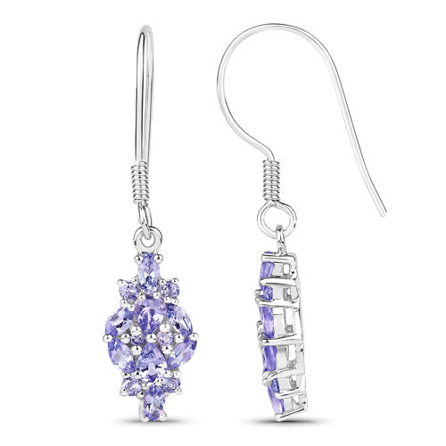2.04 Carat Genuine Tanzanite .925 Sterling Silver Earrings  DestGlow