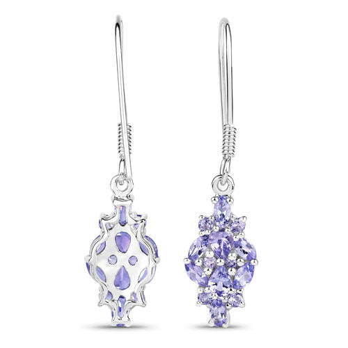 2.04 Carat Genuine Tanzanite .925 Sterling Silver Earrings  DestGlow