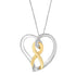 14K Gold and Silver Heart Bow Pendant Necklace  DestGlow