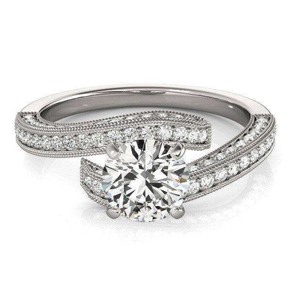 14k White Gold Round Diamond Bypass Style Engagement Ring (1 1/2 cttw) by Bids.com