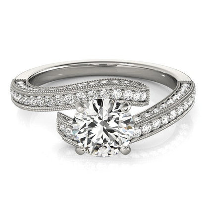 14k White Gold Round Diamond Bypass Style Engagement Ring (1 1/2 cttw) by Bids.com