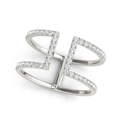 14k White Gold Modern Dual Band Style Diamond Ring (1/2 cttw) by Bids.com
