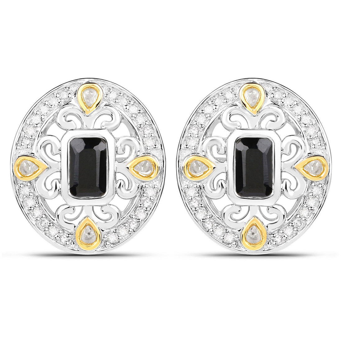 0.93 Carat Genuine Blue Sapphire and White Diamond .925 Sterling Silver Earrings by Bids.com