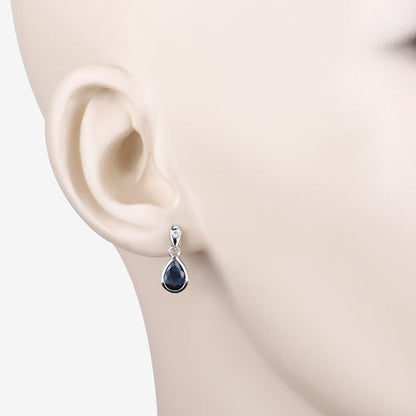 1.65 Carat Genuine Blue Sapphire and White Diamond 10K White Gold Earrings by Bids.com
