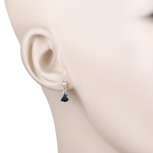1.65 Carat Genuine Blue Sapphire and White Diamond 10K Yellow Gold Earrings by Bids.com