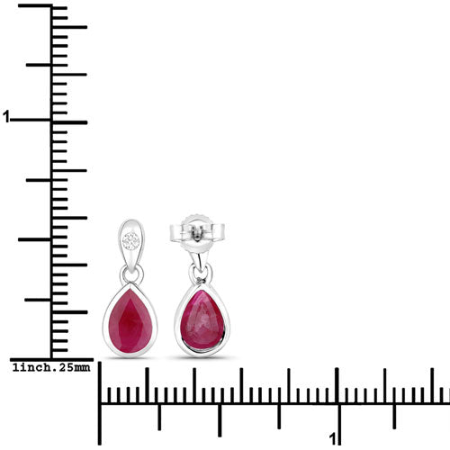1.65 Carat Genuine Ruby and White Diamond 10K White Gold Earrings by Bids.com