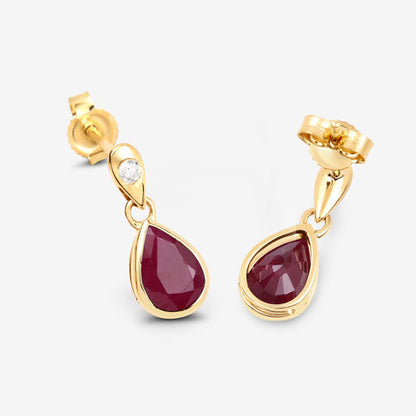 1.65 Carat Genuine Ruby and White Diamond 10K Yellow Gold Earrings by Bids.com