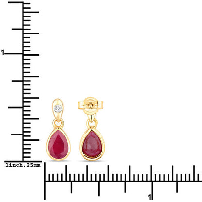 1.65 Carat Genuine Ruby and White Diamond 10K Yellow Gold Earrings by Bids.com