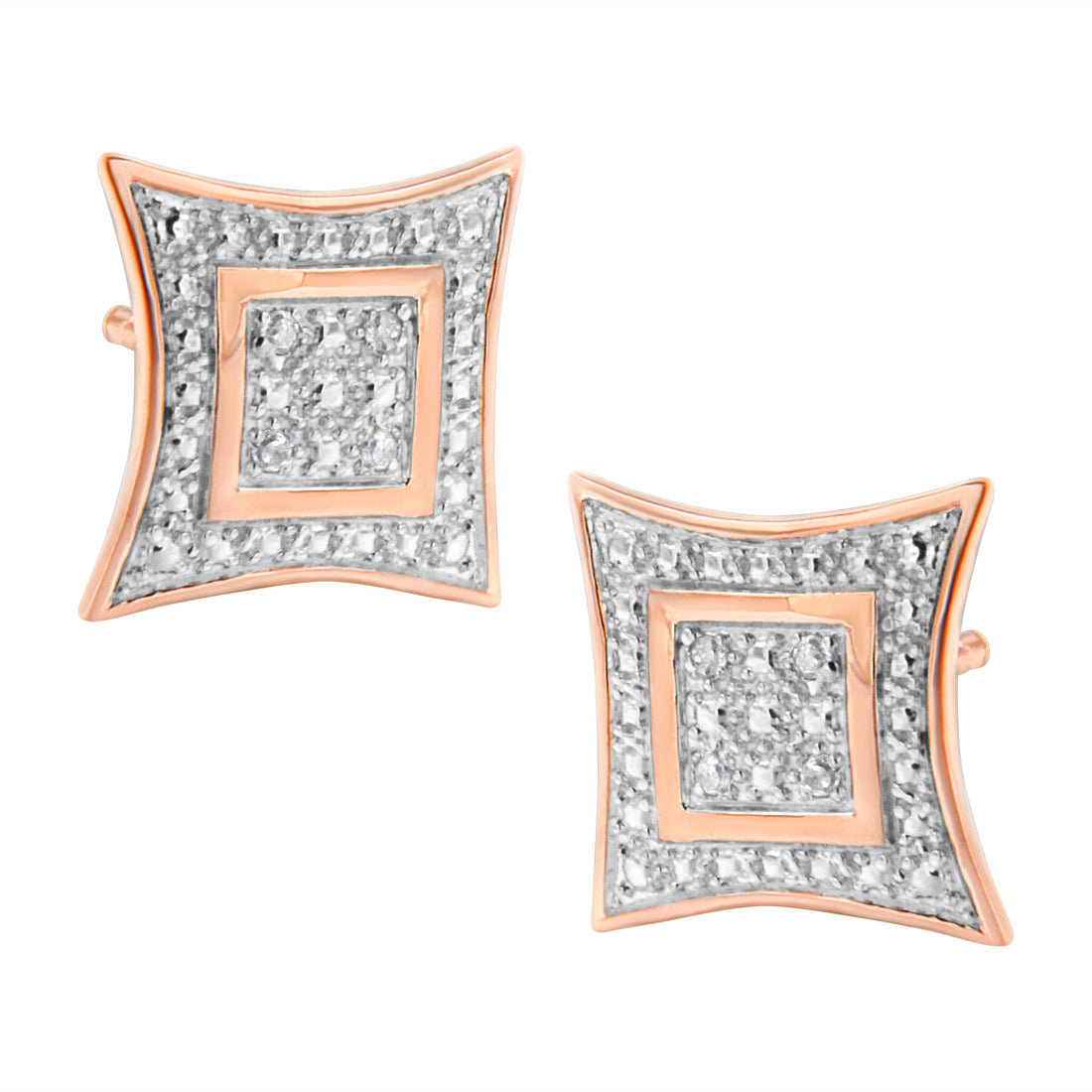 .925 Sterling Silver Diamond Accented 4-Stone Four Pointed Star Shaped Halo-Style Stud Earrings (H-I Color, I2-I3 Clarity) by Bids.com