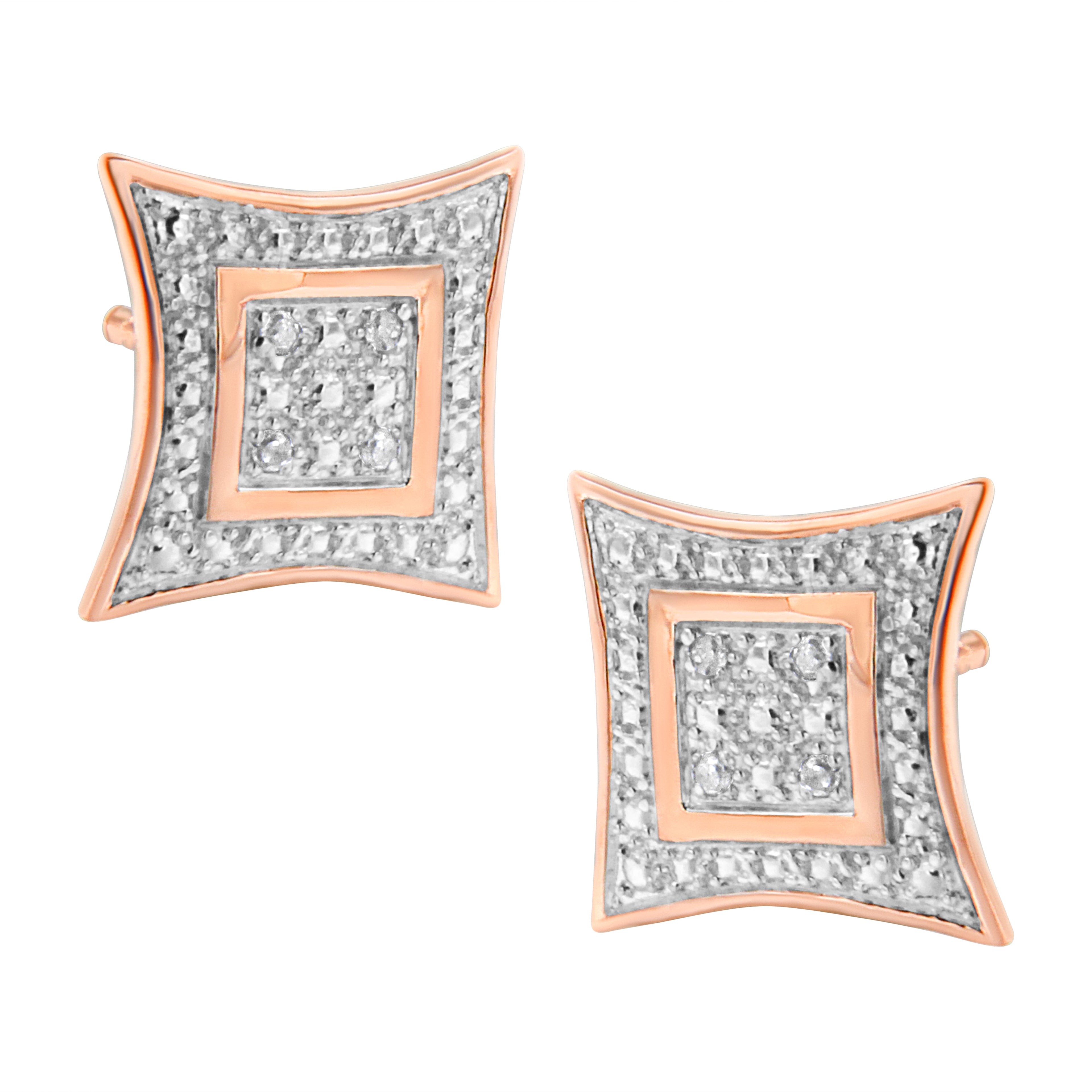 .925 Sterling Silver Diamond Accented 4-Stone Four Pointed Star Shaped Halo-Style Stud Earrings (H-I Color, I2-I3 Clarity) by Bids.com