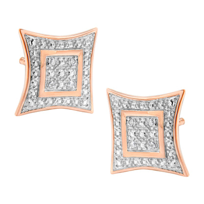 .925 Sterling Silver Diamond Accented 4-Stone Four Pointed Star Shaped Halo-Style Stud Earrings (H-I Color, I2-I3 Clarity) by Bids.com