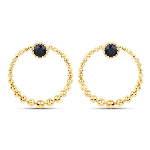 0.38 Carat Genuine Blue Sapphire and White Diamond 10K Yellow Gold Earrings  DestGlow