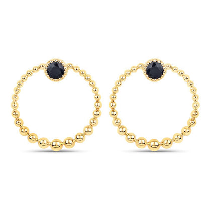 0.38 Carat Genuine Blue Sapphire and White Diamond 10K Yellow Gold Earrings  DestGlow