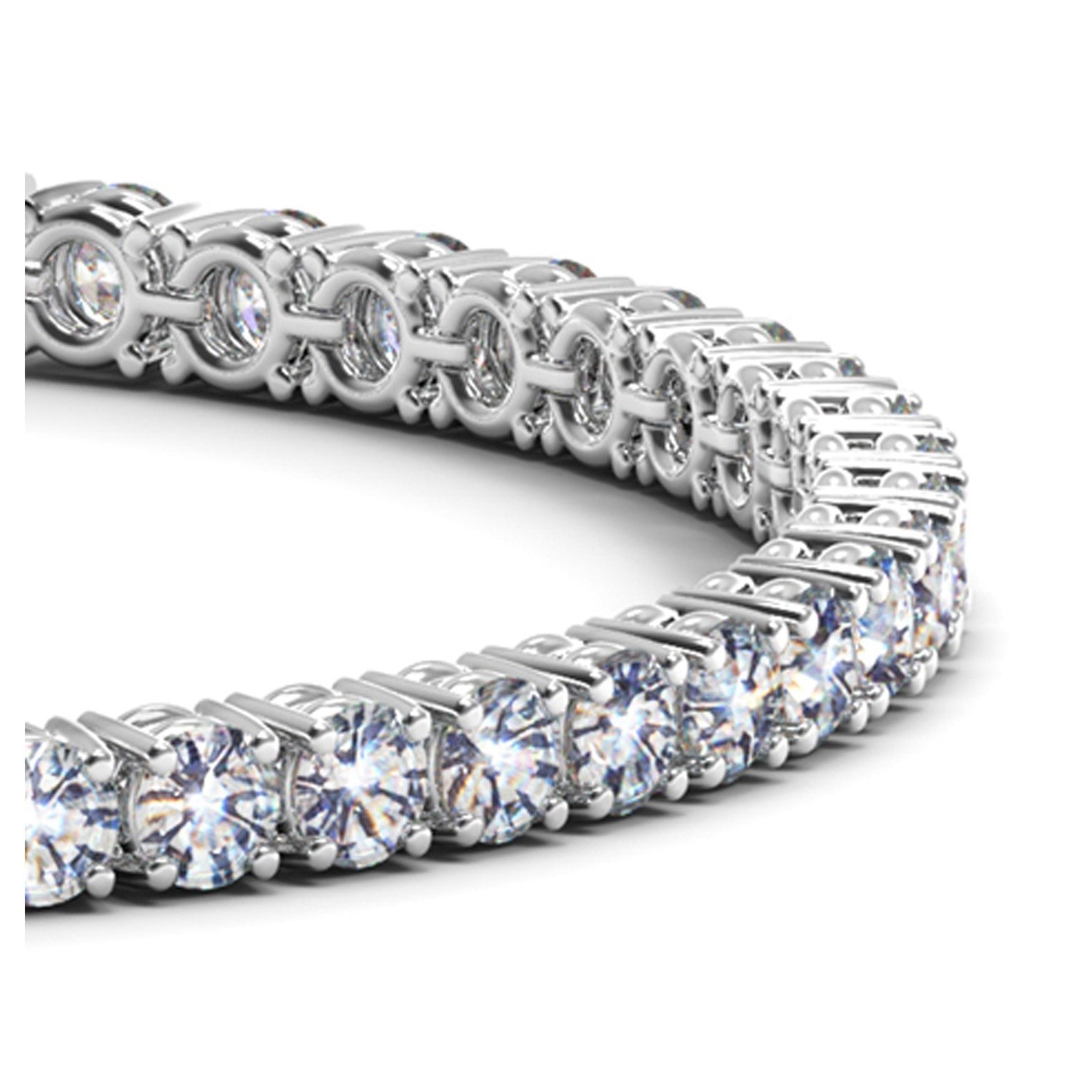 Lab Grown Round Diamond Tennis Bracelet in 14k White Gold (10 cctw F/G  VS2/SI1)  DestGlow