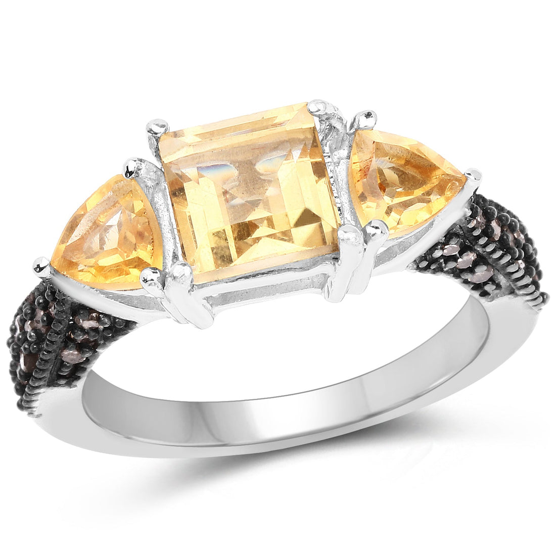 2.71 Carat Genuine Citrine and Champagne Diamond .925 Sterling Silver Ring by Bids.com