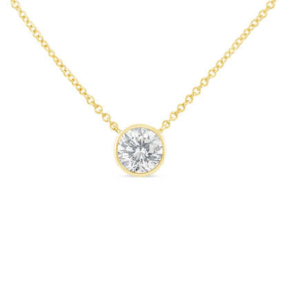 10K White Gold 1/10 Carat Round Brilliant-Cut Diamond Modern Bezel-Set Solitaire 16"-18" Pendant Necklace (H-I Color, SI2-I1 Clarity) by Bids.com