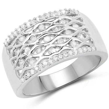 0.41 Carat Genuine White Diamond .925 Sterling Silver Ring by Bids.com