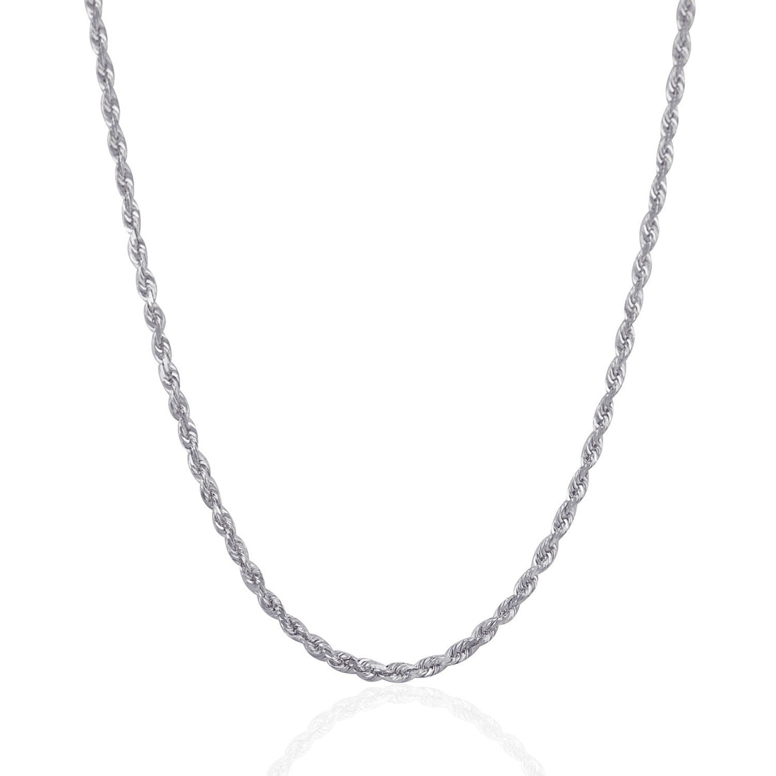 3.0mm 14k White Gold Solid Diamond Cut Rope Chain by Bids.com