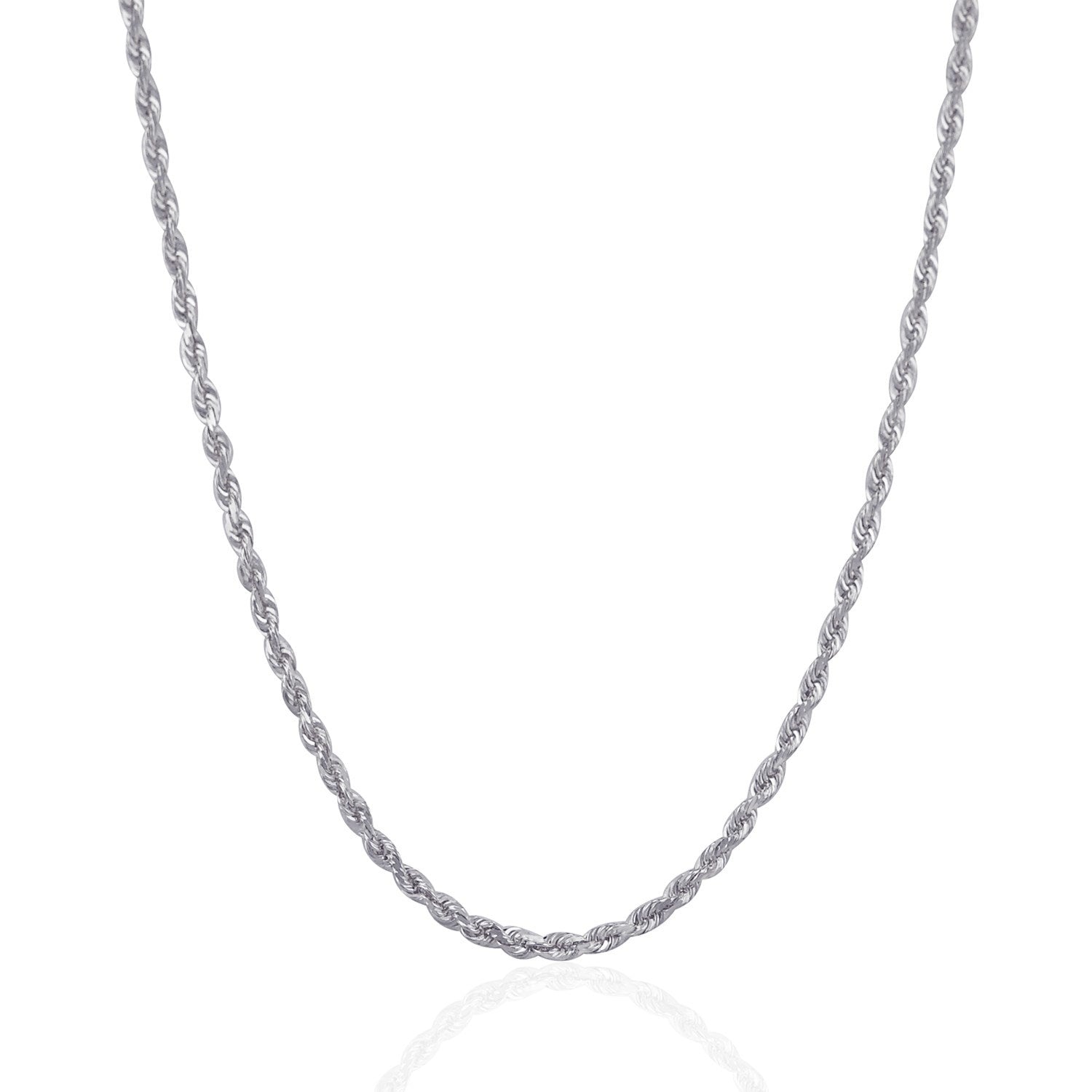3.0mm 14k White Gold Solid Diamond Cut Rope Chain by Bids.com