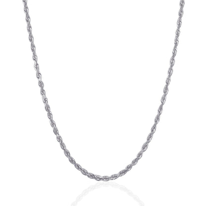 3.0mm 14k White Gold Solid Diamond Cut Rope Chain by Bids.com