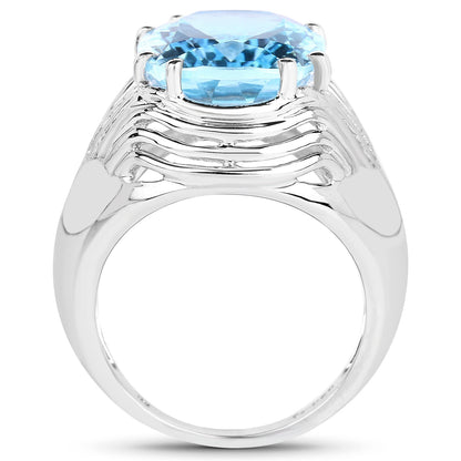 12.10 Carat Genuine Blue Topaz .925 Sterling Silver Ring by Bids.com