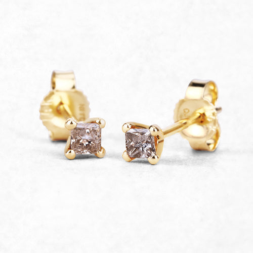 0.31 Carat Genuine Champagne Diamond 14K Yellow Gold Earrings (I1-I2)  DestGlow