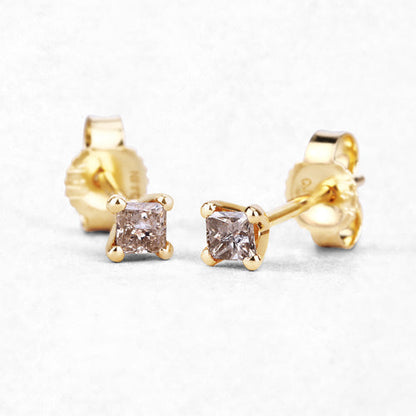 0.31 Carat Genuine Champagne Diamond 14K Yellow Gold Earrings (I1-I2)  DestGlow