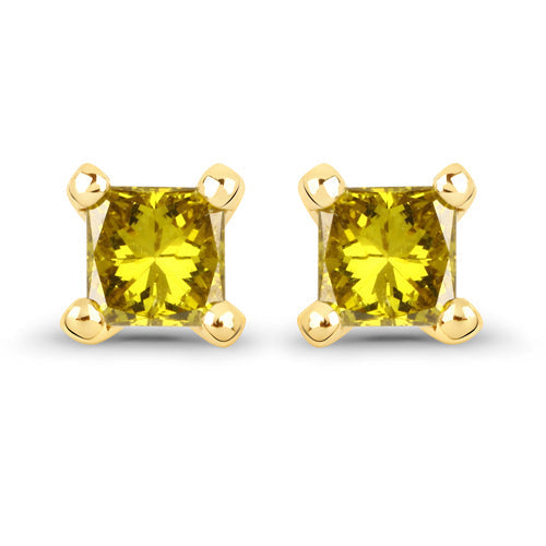 0.25 Carat Genuine Yellow Diamond 14K Yellow Gold Earrings (SI1-SI2)  DestGlow